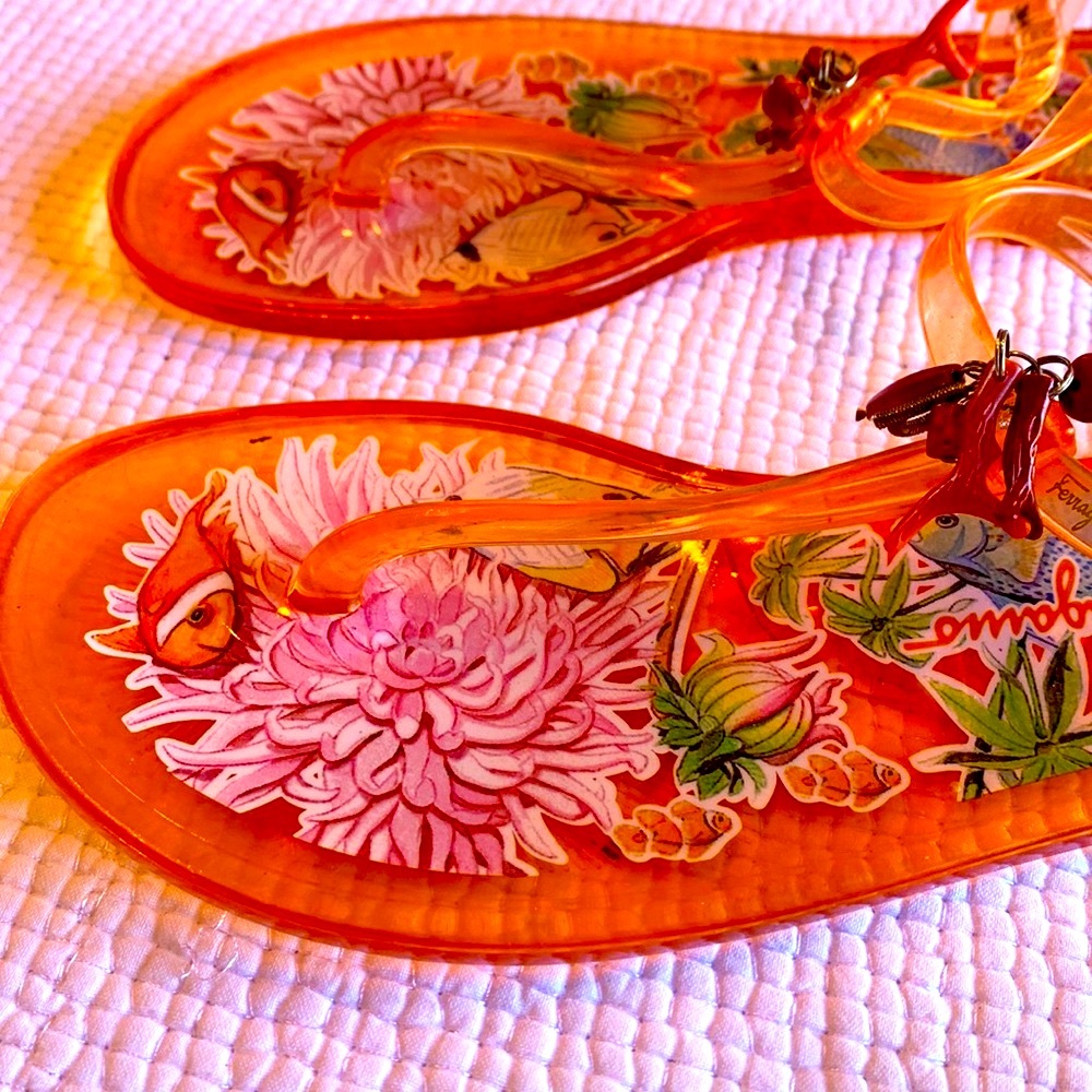 Salvatore Ferragamo Soft Jelly Coral Sandals - Picture 5 of 16